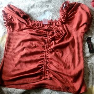 Women's Rust Top with Ruffle Details